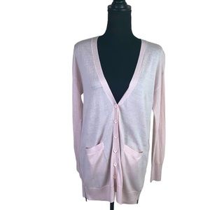 Halogen Wool Blend Side Zipper Blush Cardigan